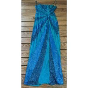 Je Matadi 100% Silk Sleeveless Sequin Dress Size Small Women’s Blue